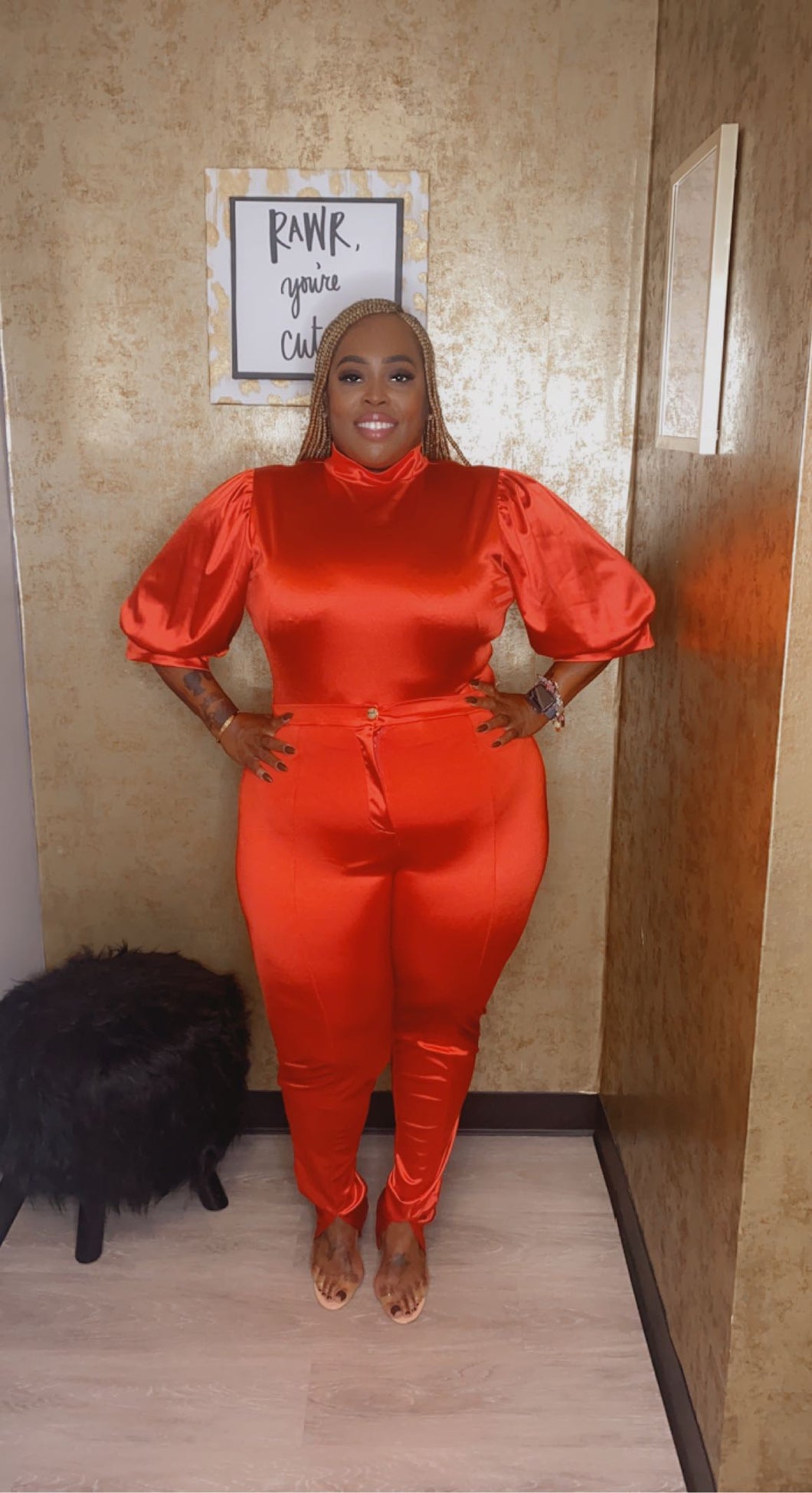 “Hawt Gurl” Plus Bodysuit Pants Set