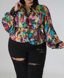 “Tropical” Peplum Top