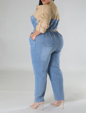 Load image into Gallery viewer, “Jilly” Khaki Denim Jumpsuit