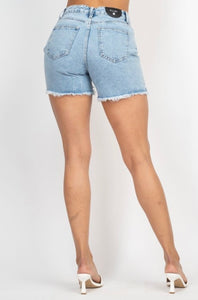 “Distressed” Denim Shorts